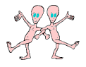 Deux aliens dansent ensemble